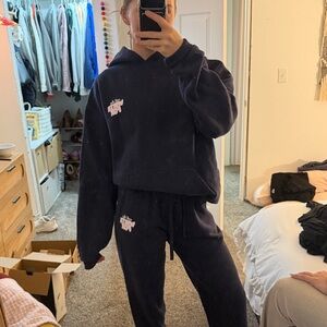 Navy White Fox Hoodie and Sweatpants Set